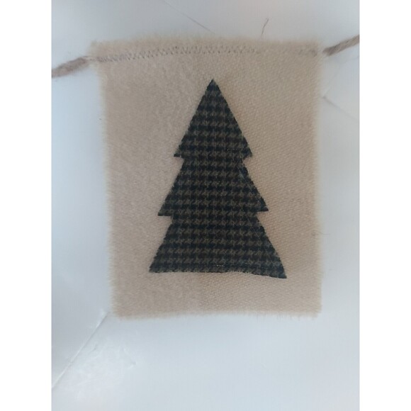Original One Of A Kind OOAK Vintage Wool & Flannel Alpine Christmas Tree Banner - Picture 5 of 8